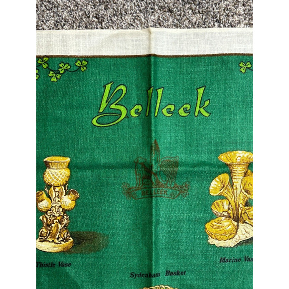 Vtg Beleek Pottery Tea Towel Linen Woven 19.5"x30" Fingai Made in Ireland Irish - Picture 7 of 7